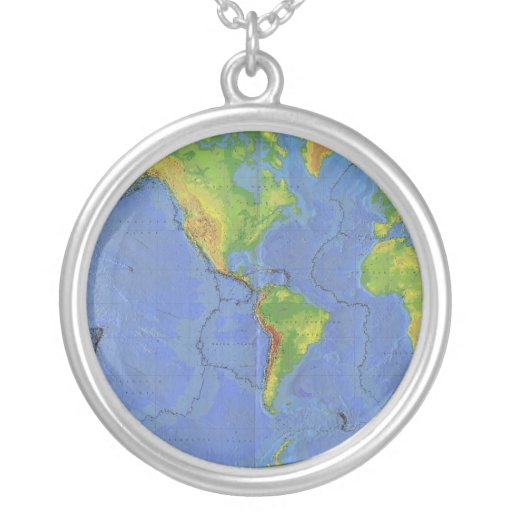1994 Physical World Map - Tectonic Plates - USGS Jewelry