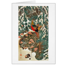 19. 雪中錦鶏図, 若冲 Pheasant in the Snow, Jakuchu Greeting Card