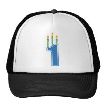 1 Birthday Candles (Blue / Green) Trucker Hat