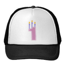 1 Birthday Candles (Pink / Purple) Mesh Hats