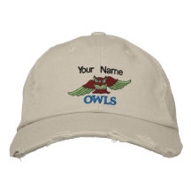 1 SAMPLE OWLS embroidered monogram hat Embroidered Baseball Cap