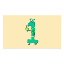 1st Birthday Cartoon. Green. Business Card