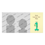 1st Birthday Cartoon. Green. Customised Photo Card