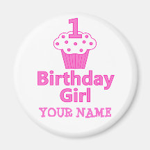 1st Birthday Girl Cupcake Design Fridge Magnet