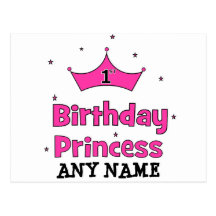 1st Birthday Princess!  with pink crown Postcards