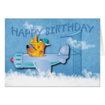 1st Birthday - Seagull Flying Aeroplane - Birthday Greeting Cards