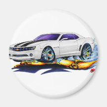 2010 Camaro White-Black Car Fridge Magnets
