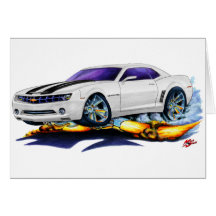 2010 Camaro White-Black Car Greeting Cards