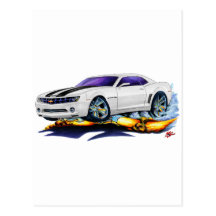 2010 Camaro White-Black Car Post Card