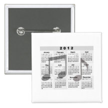 2012 Calendar with Musical Notes print Pins