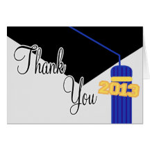 2013 Graduation Cap And Tassel Thank You (Blue) Greeting Cards