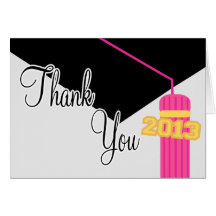2013 Graduation Cap And Tassel Thank You (Pink) Card