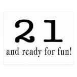21 And Ready For Fun Black Postcards
