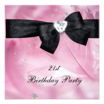 21st Birthday Party Pink Black White Personalized Invitation
