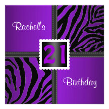 21st purple birthday party invitation