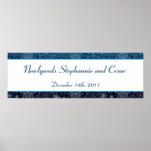 22.5"x7.5" Personalised Banner Blue Stars and Snow Posters