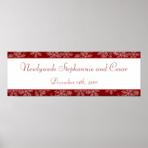 22.5"x7.5" Personalised Banner Christmas Red Snowf Poster