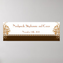 22.5"x7.5" Personalised Banner Damask Autumn Posters