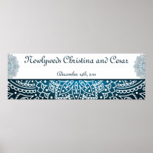22.5"x7.5" Personalised Banner Deep Moroccan Blue Print