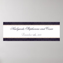22.5"x7.5" Personalised Banner Deep Purple Damask Poster