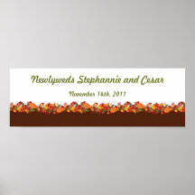 22.5"x7.5" Personalised Banner Fall Foliage Leaves Posters