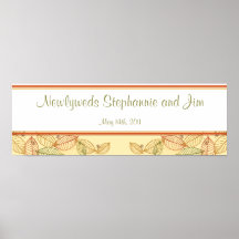 22.5"x7.5" Personalised Banner Fall Leaves Print