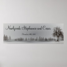 22.5"x7.5" Personalised Banner Grey Winter Trees Poster