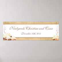 22.5"x7.5" Personalised Banner Oriental Flowers Poster