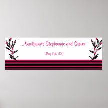 22.5"x7.5" Personalised Banner Pink and Black Wild Poster