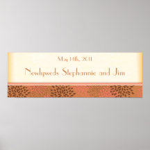 22.5"x7.5" Personalised Banner Pink / Brown Floral Poster