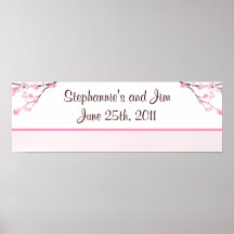 22.5"x7.5" Personalised Banner Pink Cherry Blossom Poster