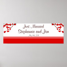 22.5"x7.5" Personalised Banner Red Cherry Blossom Posters