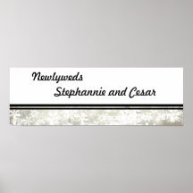 22.5"x7.5" Personalised Banner Silver Christmas Bl Poster