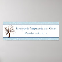 22.5"x7.5" Personalised Banner Twinkling Snow/Tree Print
