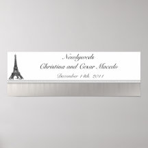 22.5"x 7.5" Personalised Banner Black Eiffel Tower Posters