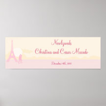 22.5"x 7.5" Personalised Banner Lovers in Paris Poster