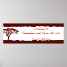 22.5"x 7.5" Personalised Banner Red Sunset Print