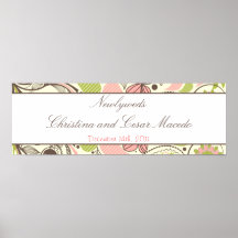 22.5"x 7.5" Personalised Banner Spring Pink/Green Print