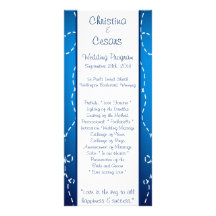 25 4x9 Wedding Program Paper Plane Blue Swirl Loop Custom Rack Cards