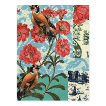 2 birds collage tarjeta postal