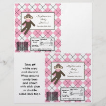 2 Hershey's Large Bar Wrapper Pink Sock Monkey Flyer Design