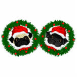 2 Pug Santas Cut Out