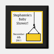 2"x2" Construction Black and Yellow Magnet Favour