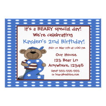 2nd Birthday Bear Boys Invitation