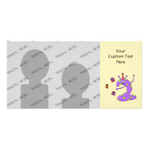 2nd Birthday Cartoon in Purple. Custom Photo Card