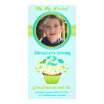 2nd Birthday Cupcake (Boy) Personalized Photo Card