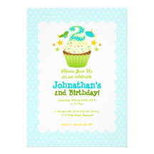 2nd Birthday Cupcake (Boys) Custom Announcements