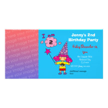 2nd birthday girl party invitations (wizard) customized photo card