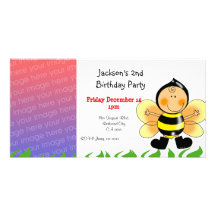 2nd birthday party invitations ( bee costume ) picture card
