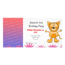 2nd birthday party invitations ( cat costume ) custom photo card